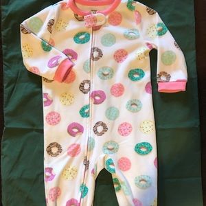 Toddler Girls Fleece Footed PJ’S w/Donut Pattern